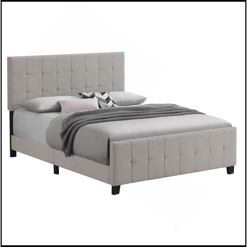 Destiny Beige Upholstered Eastern King Panel Bed