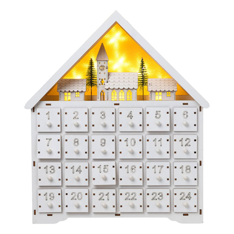The Holiday Aisle® LED Wooden House Advent Calendar | Wayfair
