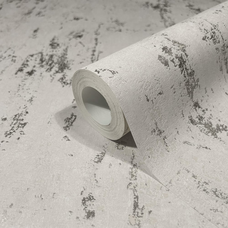 City Romance Collection Metallic Industrial Distressed Wallpaper Roll, Beige