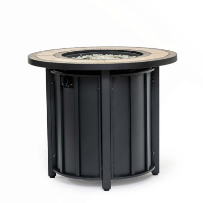 30" Propane Gas Fire Pit Table, 50000 BTU Round Steel Fire Pit With  Tabletop For Outside Patio Deck Garden Backyard