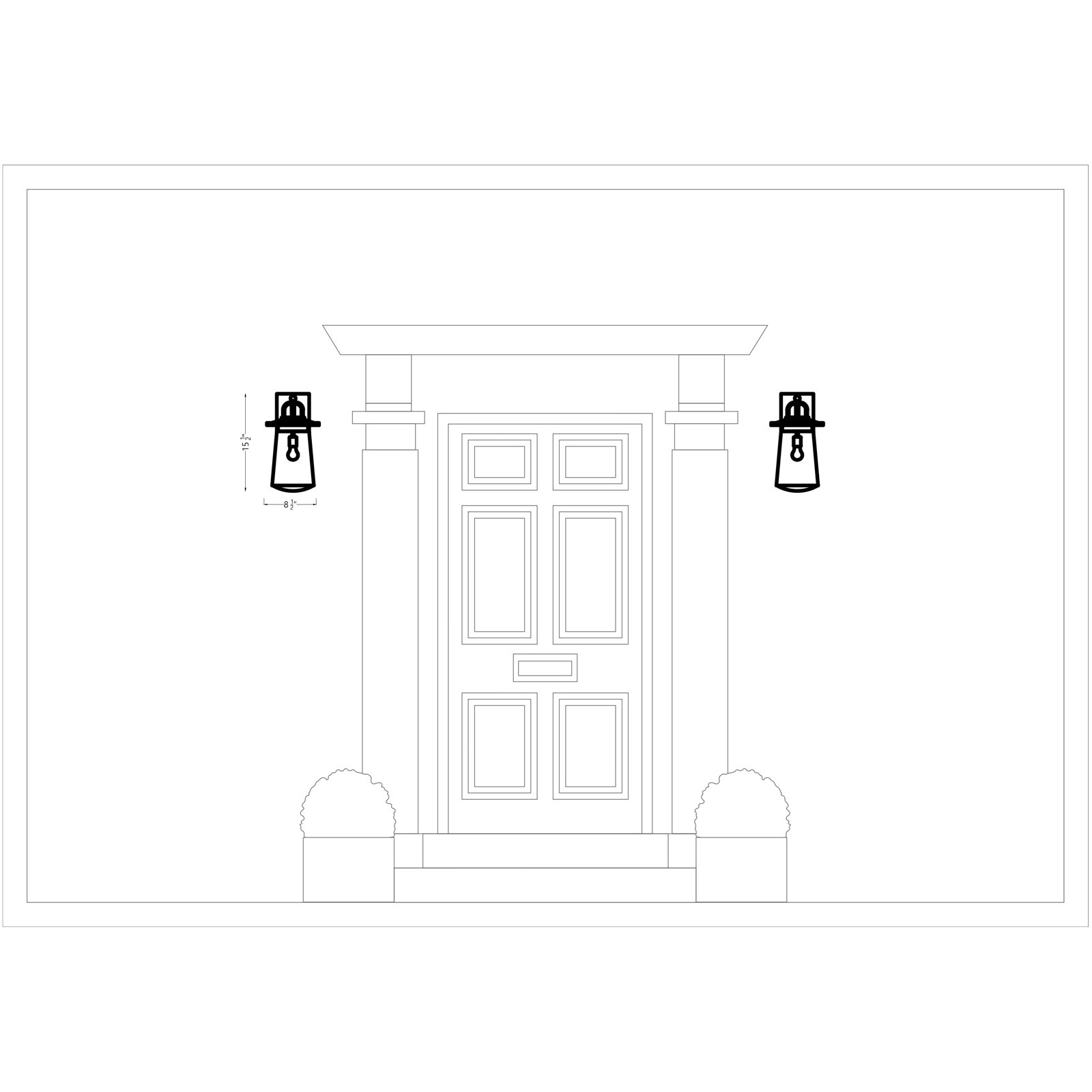 Mansoor Outdoor Wall Lantern, Black, 15.5" H x 8.5" W x 8.5" D