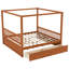 King Size Wooden Canopy Bed with Storage Drawers, Stylish Natural Finish-284187852-284187889