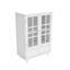 Minimalist White Buffet Cabinet With Double Glass Doors And Drawer