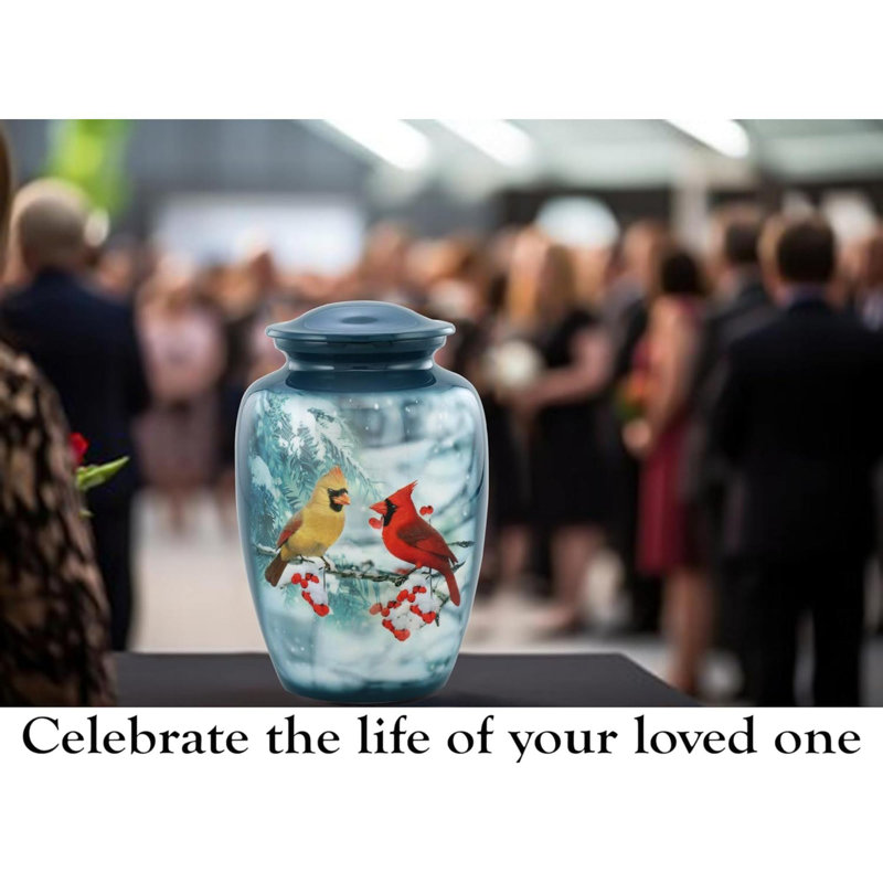 Cardinal Urn Full Size Cardinal Couple Cremation Urn Adult Cozy Cardinals Urns For Men And Women Cardinals Funeral And Memorial Urns For Human Ashes Upto With Velvet Bag