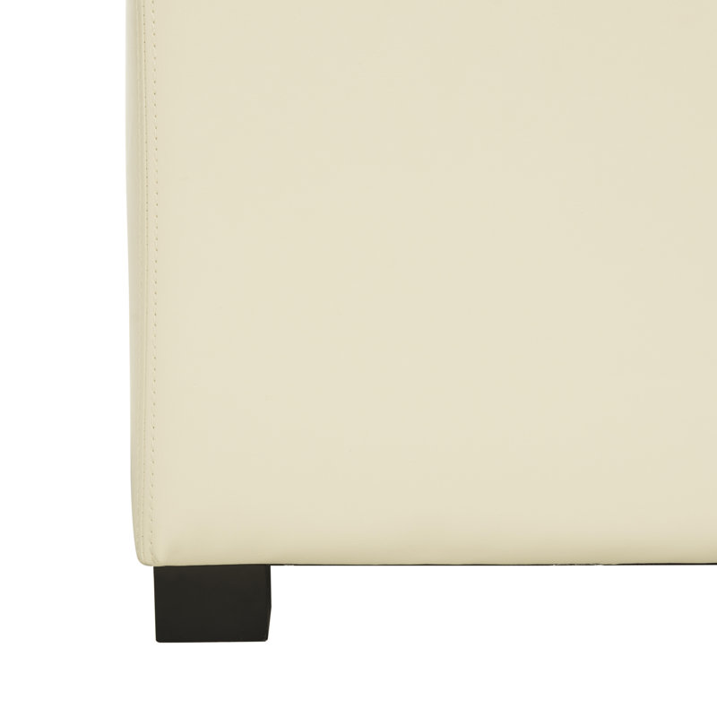 Kamyra Faux Leather Ottoman, Off-White Faux Leather