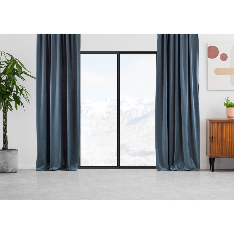 Room Darkening Single Curtain Panel, 260cm Width x 375cm Drop, Sky Blue