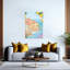 Côte amalfitaine, Italie - Illustration murale abstraite et colorée représentant un citronnier et une architecture côtière-613592199