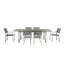  Ensemble repas d'extérieur 7 pièces avec table rectangulaire extensible Pangea Home Bella - Mobilier d'extérieur moderne avec chaises en corde à séchage rapide et plateau en verre trempé-1817232919