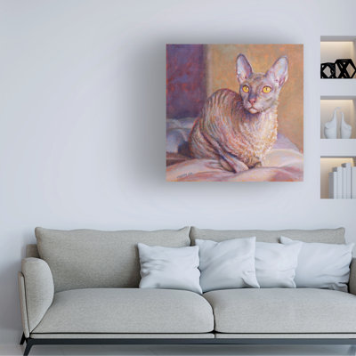 Art mural sur toile tendue - art mural «Argie on Satin Sheets» de Rita Kirkman pour le salon, la chambre à coucher ou le bureau - 18 x 18