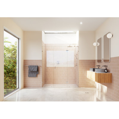 Stellar 72.5 in. W x 78 in. H Fully Frameless 3 Panel Inline Glass Hinged Shower Enclosure