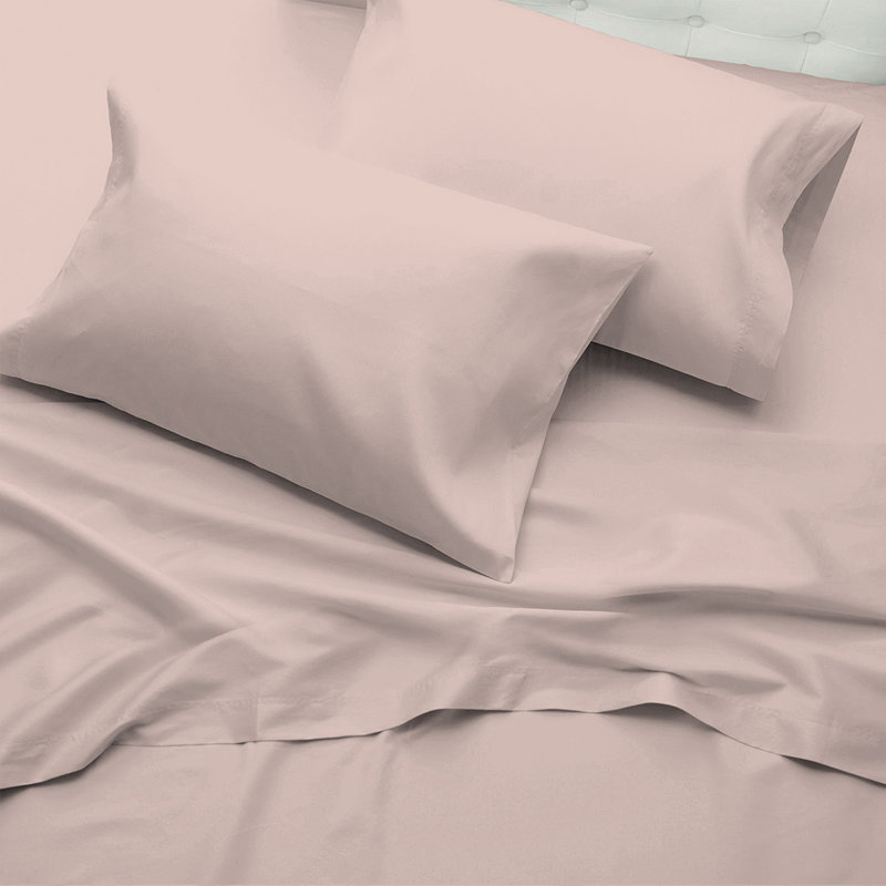 Kal 100% Cotton Sheet Set, Pink, California king