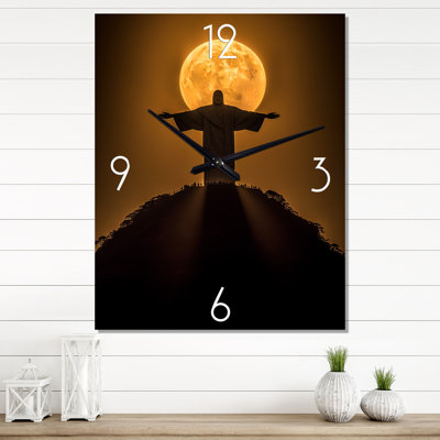 Supermoon au-dessus du Rédempteur à Rio I - Horloge murale