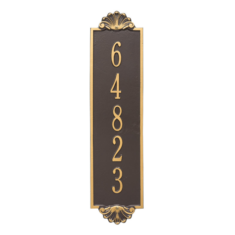 Plaque d'adresse murale personnalisée sur 5 lignes Shell, Bronze/Doré