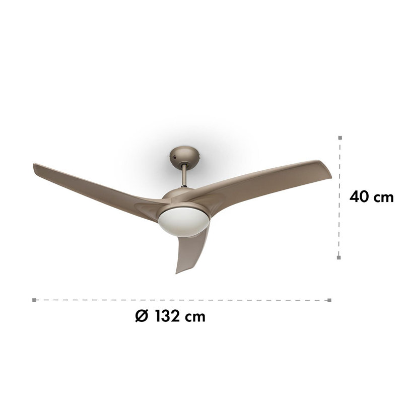 132cm Ceiling Fan with Light Kit, Brown