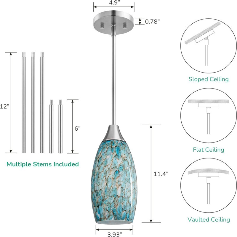 Luminaire suspendu réglable en verre nickel brossé