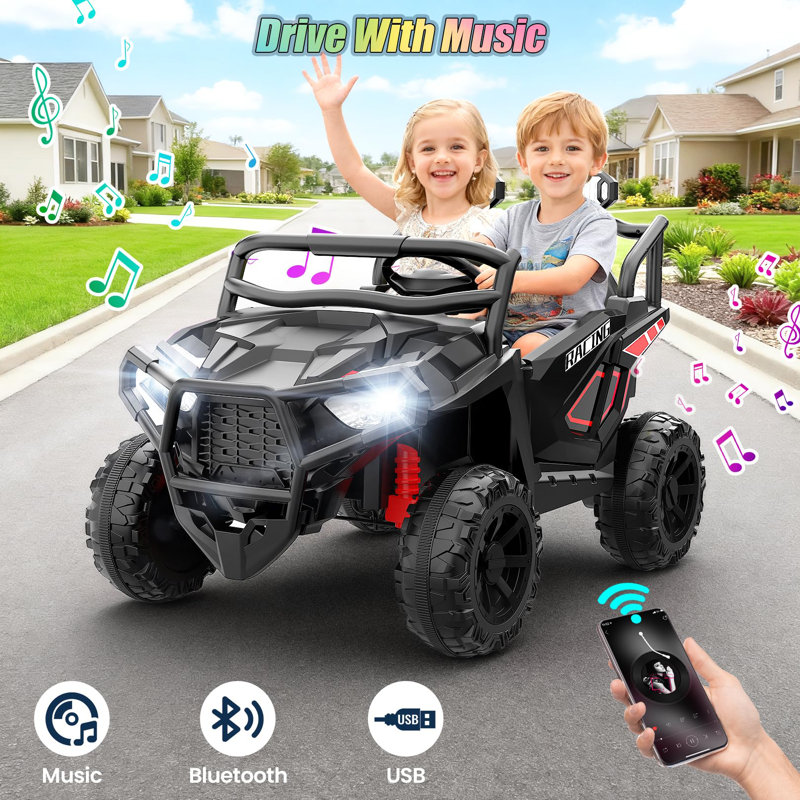 Voiture Alex 2 places 24V Alex, UTV pour enfants, roues électriques avec télécommande, véhicule électrique multifonction, noir