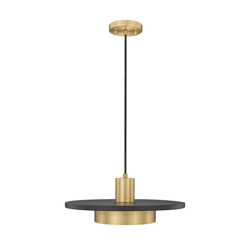 Luminaire suspendu 1 lumière noir mat et or moderne Ludo 16 pouces, Noir mat / Or