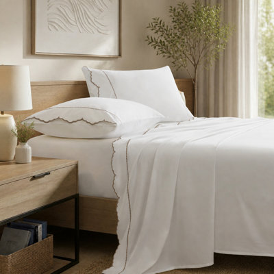 4 Pieces King Cotton Sheet Set with Linen Aesthetic