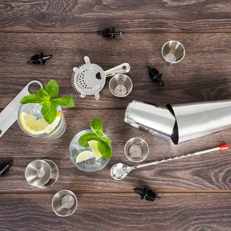 16-Piece Stainless Steel Barware Cocktail Mixing Starter Set