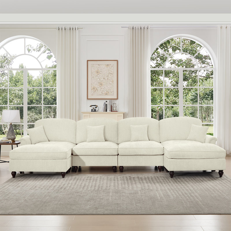 Grand canapé élégant Mid-Century, Beige