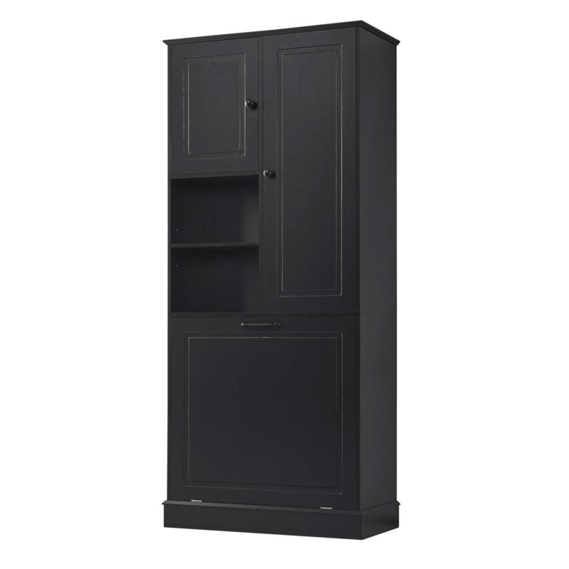 Grande armoire de rangement avec tablettes réglables, Noir
