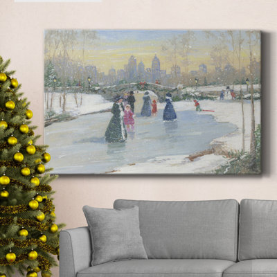 «Skating At Dusk», toile tendue avec châssis de qualité supérieure - prête à être accrochée