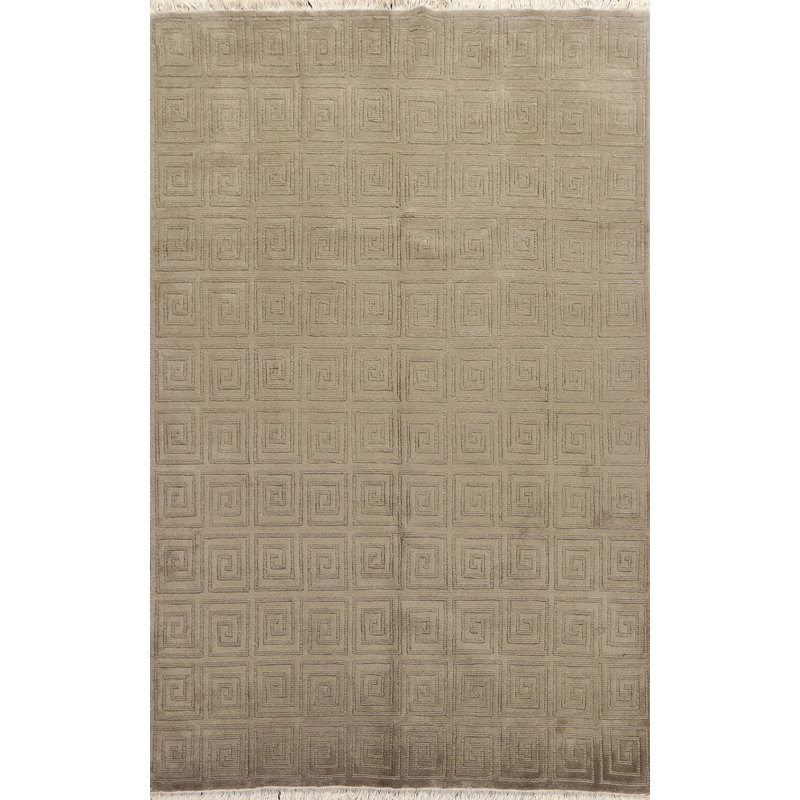 Tapis oriental géométrique en laine noué à la main 6 pi x 9 pi 4 po