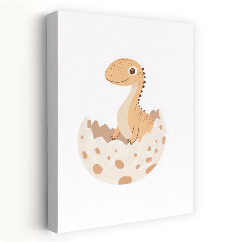 Baby Dinosaur Hatching Contemporary Wall Art Print 1 Piece Wrapped Canvas Wall Art, 91.44cm H x 60.96cm W