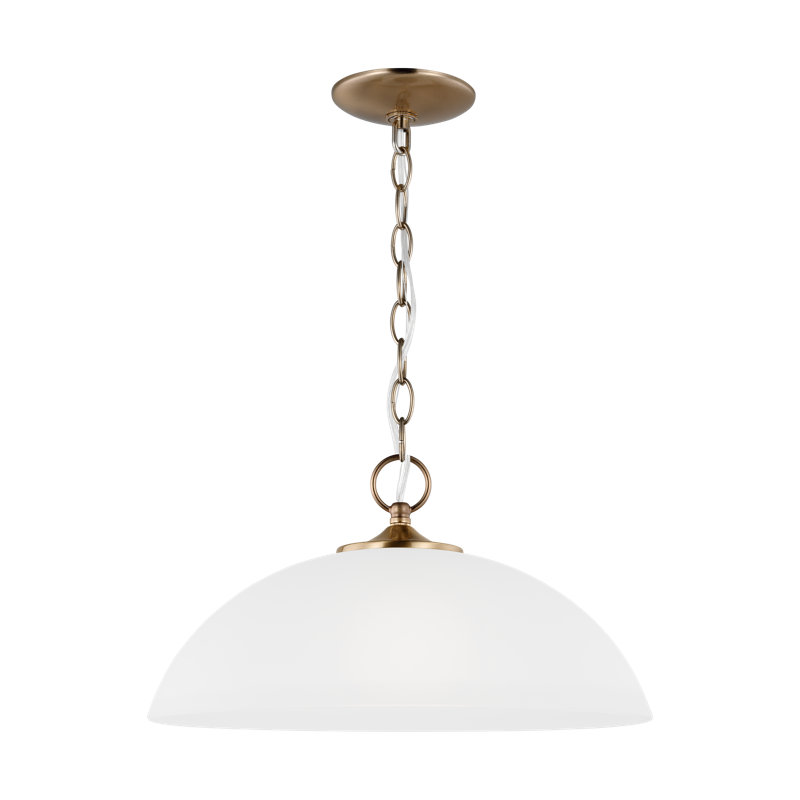 Luminaire suspendu en dome à 1 lumière, Laiton satiné