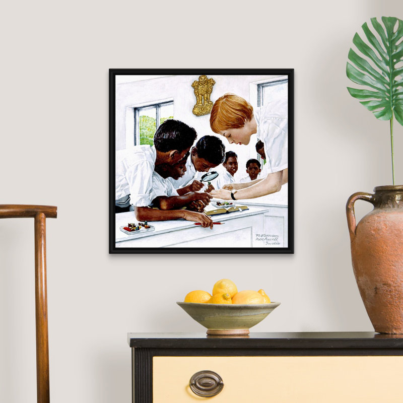 Art mural sur toile The Peace Corps In India, Cadre flottant noir, H 22 po x l 22 po x P 1,75 po