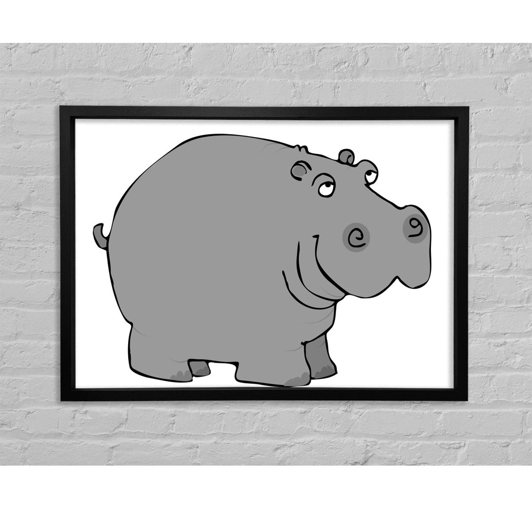 Big Fat Hippo White - Einzelner Bilderrahmen Kunstdrucke auf Leinwand