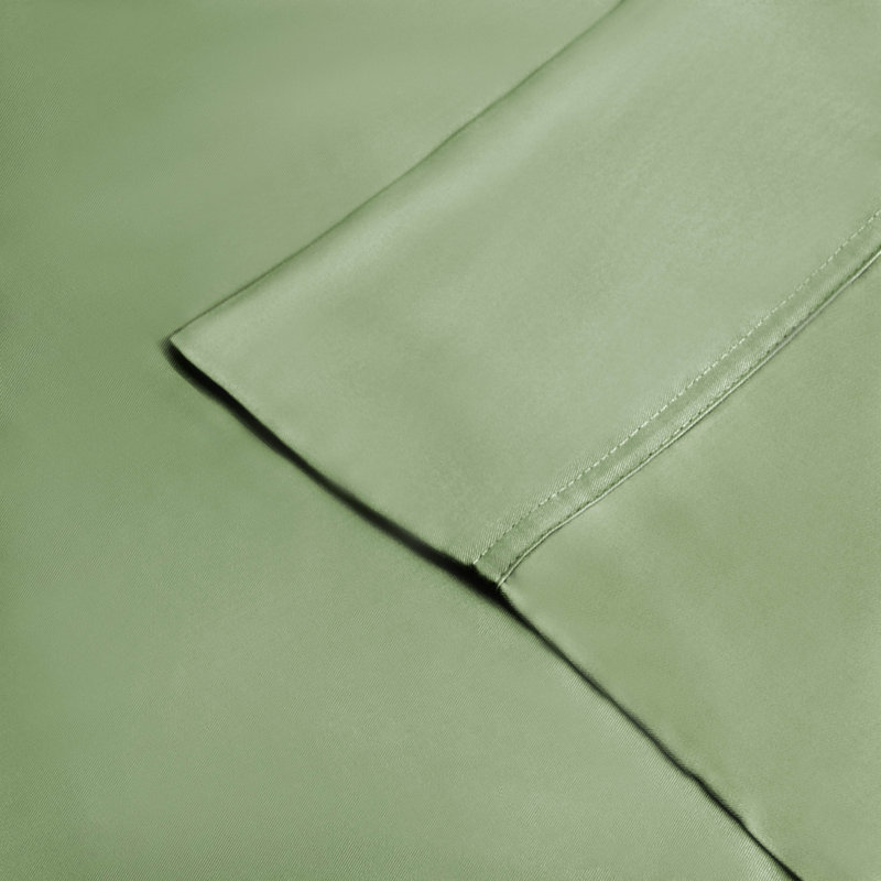 Blue Nile Mills 300 Thread Count Rayon From Bamboo Deep Pocket Bed Sheet Set, Sage, King Sheet Set with 2 Pillowcases