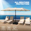 Parasol de patio double face avec base de parasol et 2 sacs de sable