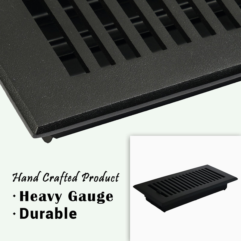 SLEEK Couvercle de ventilation 6 po x 12 po (ouverture 7-1 / 2 po x 13-3 / 4 po), Wall-With Screw Holes, Noir thermolaqué