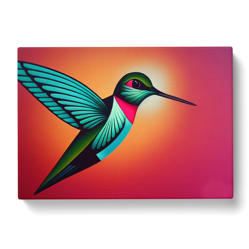 Deco Hummingbird - Wrapped Canvas, 40cm H x 60cm W x 3cm D