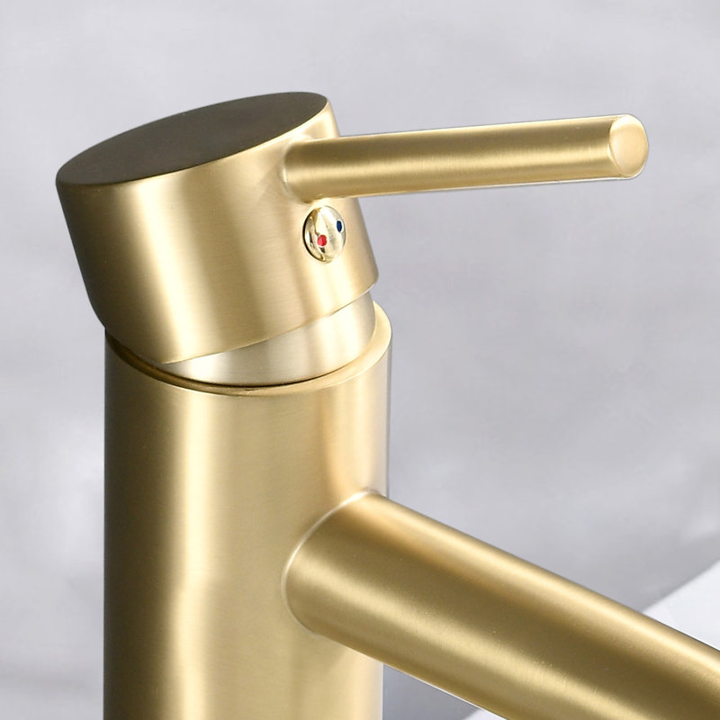 Single Hole Bathroom Faucet, Brushed Gold