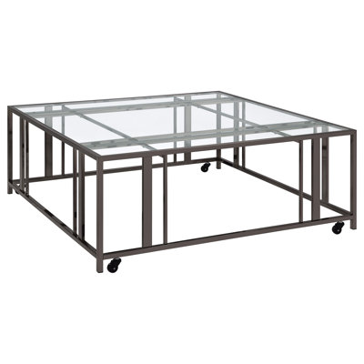 Phillps Square Glass Top Coffee Table With Casters