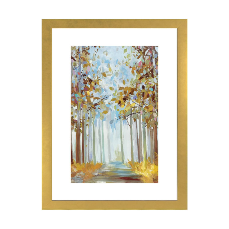 Reproduction d’art, "Walking into a Gold" par Allison Pearce, H 32 po x l 24 po x P 1 po, Papier encadré doré, Blanc