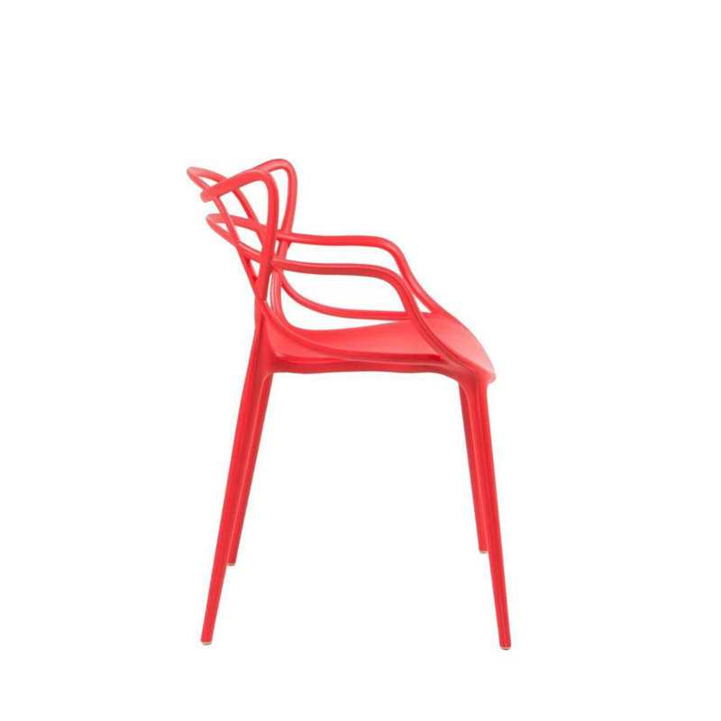 Chaise avec accoudoirs empilable Aswar, Rouge