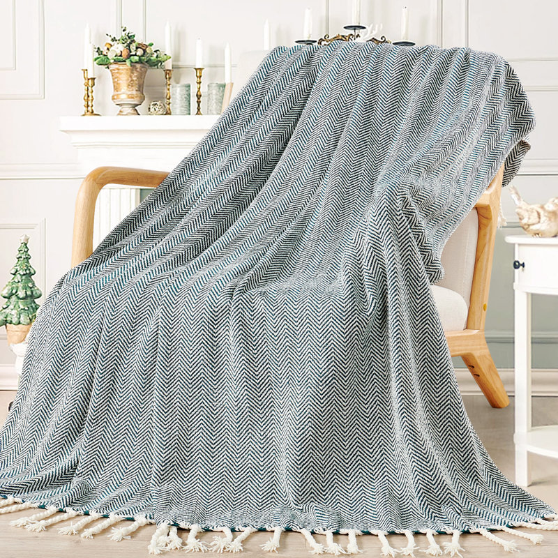 Knitted Throw Blanket, Teal