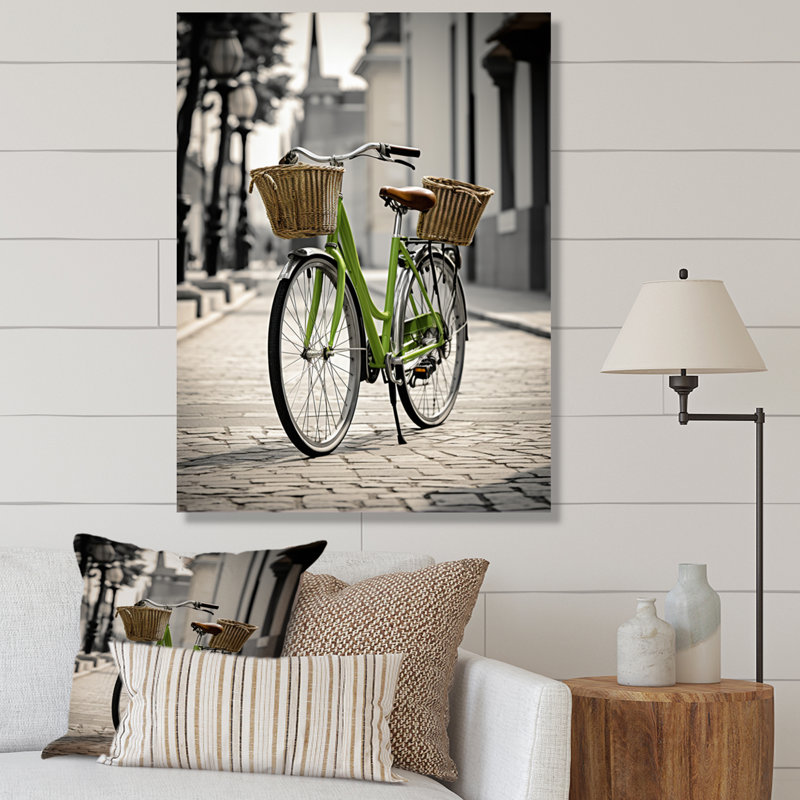 Vélo à deux roues, compagnons encadrés sur toile, H 32 po x l 24 po x P 1 po, Toile tendue