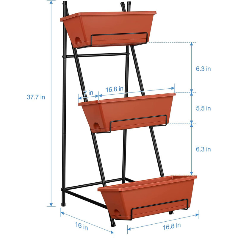 Jardin vertical en plastique Nathanim, H 37,7 po x l 16,8 po x P 16 po, Rouge