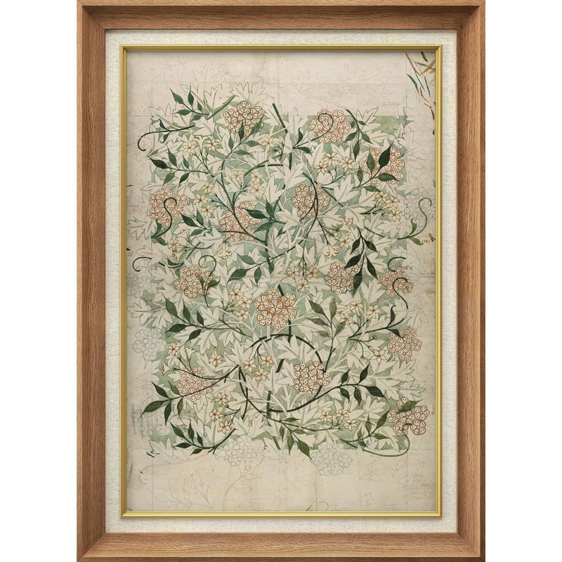 Abstract Green Floral Botanical  - Single Picture Frame Painting on Canvas, Natural