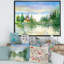 Paysage de rivière d'été avec arbres verts - Peinture sur toile-67442991-67442992