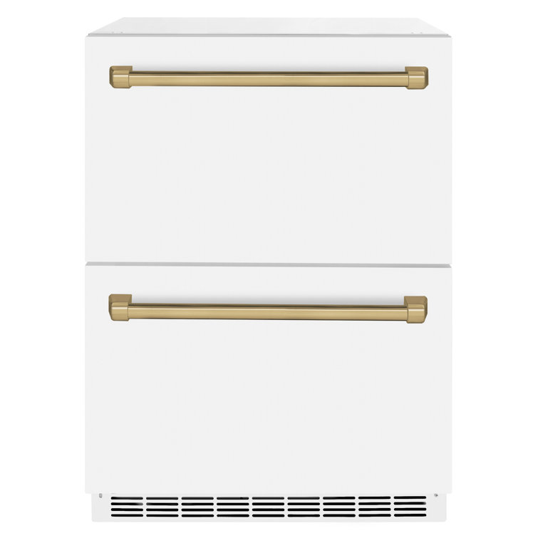ZLINE Autograph Edition 24 In. Touchstone Refrigerator Drawer in Black Matte and Gold