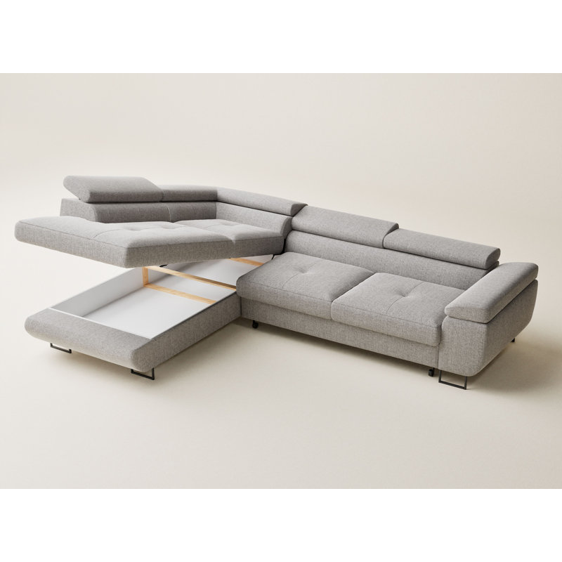 4 Seater Reclining Corner Sofa , Left Hand Facing, Beige grey Polyester