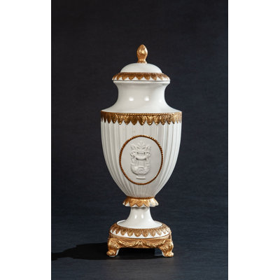 White/Gold 12'' Porcelain Jar