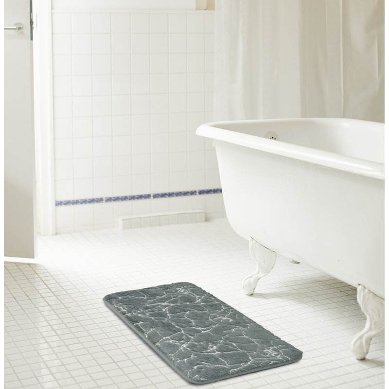 Laterica Non-Slip Bath Rug, Charcoal/Silver