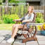 Chaise de patio en bois pour l'extérieur, chaise longue à roulettes, carbonisée