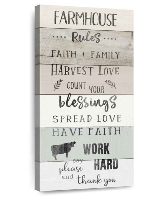 Farmhouse Rules Wall Sign, 48" H x 24" W